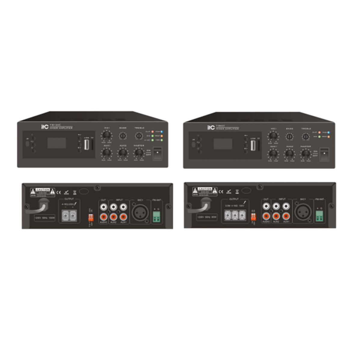Amplificador y mixer ITC T-B120E 120W MP3 Bluetooth